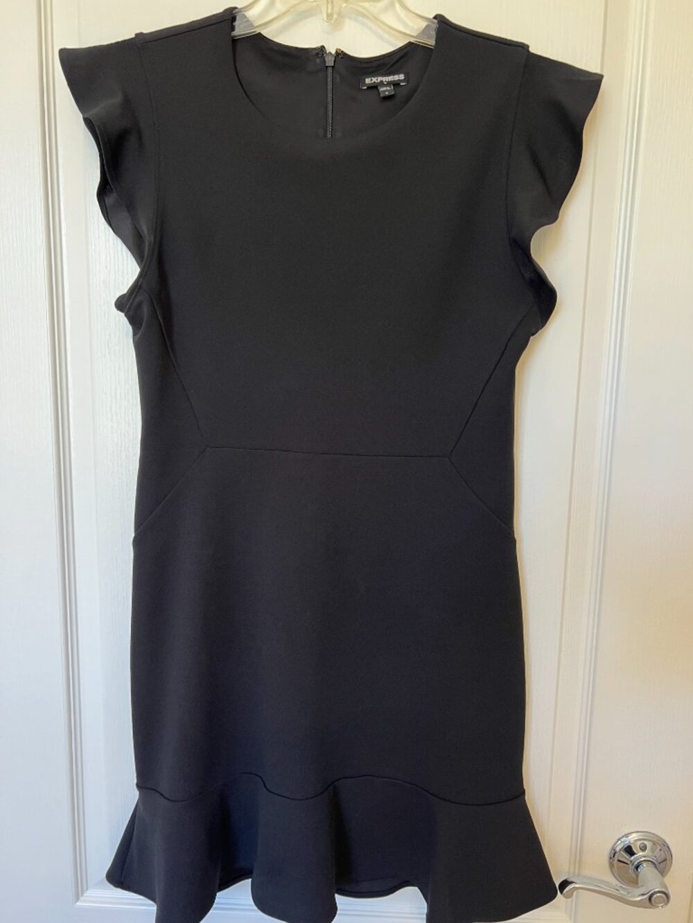 Express Ruffle Sleeve Fit and Flare Mini Black Dress SIZE 8